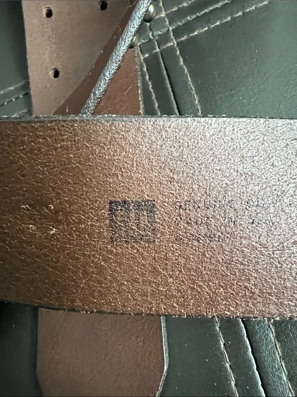 GAP 1990s Brown Leather Made in USA Studded Belt with Brass Accents Medium